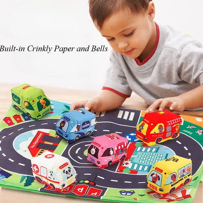 Set de Carros de Tela con Tapete de Juego – Sensory Soft Cars