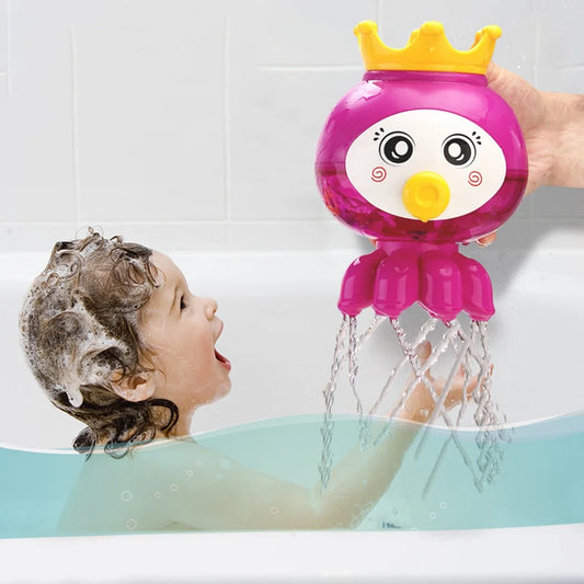 Juguete de Baño Pulpo con Corona – Rociador Divertido Rosado