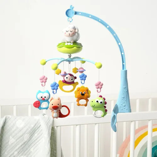 Móvil Musical para Cuna con Animalitos – Rotación + Sonido + Mordederas