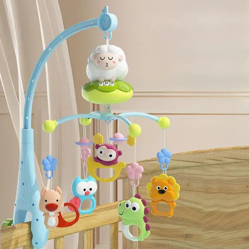 Móvil Musical para Cuna con Animalitos – Rotación + Sonido + Mordederas