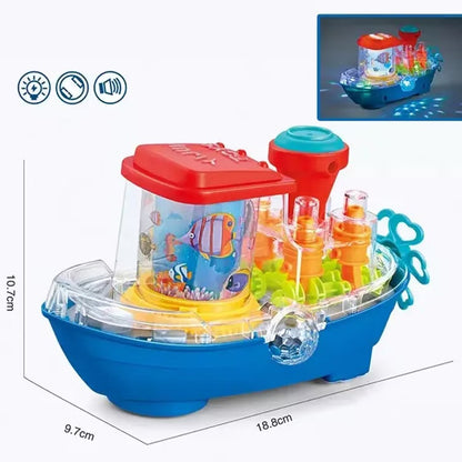 Barco de Juguete Eléctrico con Luces, Música y Sistema Anti-Choques