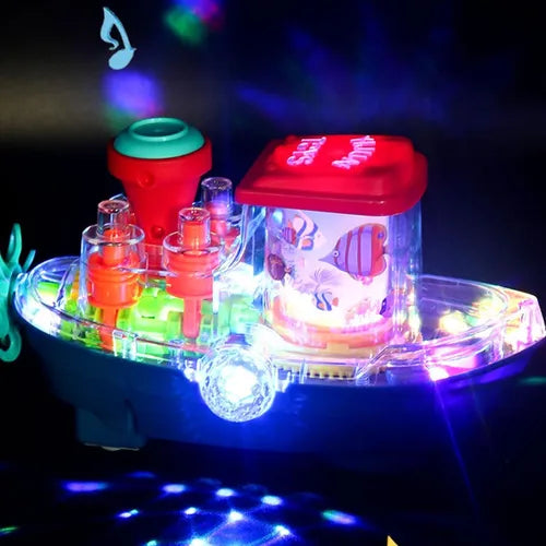 Barco de Juguete Eléctrico con Luces, Música y Sistema Anti-Choques