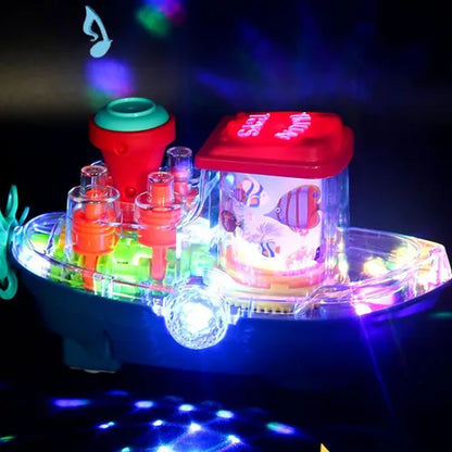 Barco de Juguete Eléctrico con Luces, Música y Sistema Anti-Choques