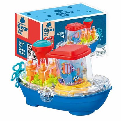 Barco de Juguete Eléctrico con Luces, Música y Sistema Anti-Choques