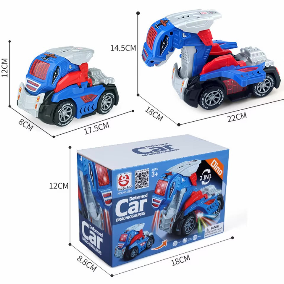 Carro Transformable Dino 2 en 1 con Luces y Sonidos