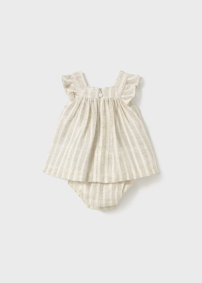 VESTIDO CON CUBREPAÑAL RAYAS EN LINO MAYORAL