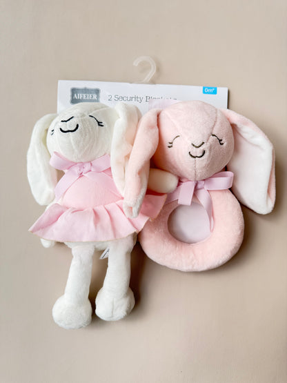 SET SONAJEROS Y PELUCHE APEGO CONEJO