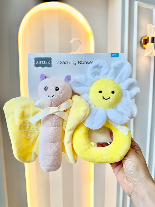 SET SONAJEROS Y PELUCHE APEGO GIRASOL