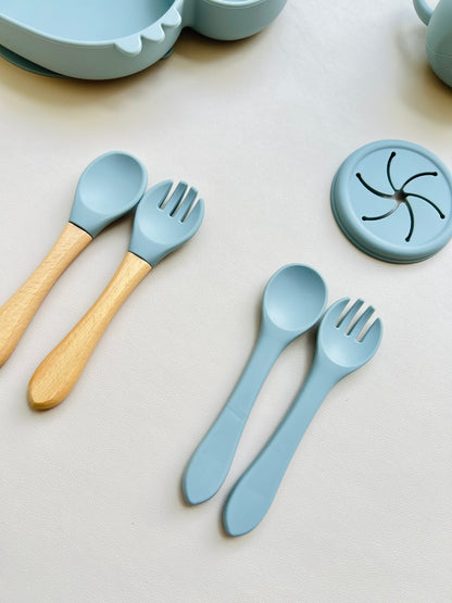 SET DE ALIMENTACIÓN COMPLEMENTARIA CANGREJO COLOR  AZUL EMPOLVADO