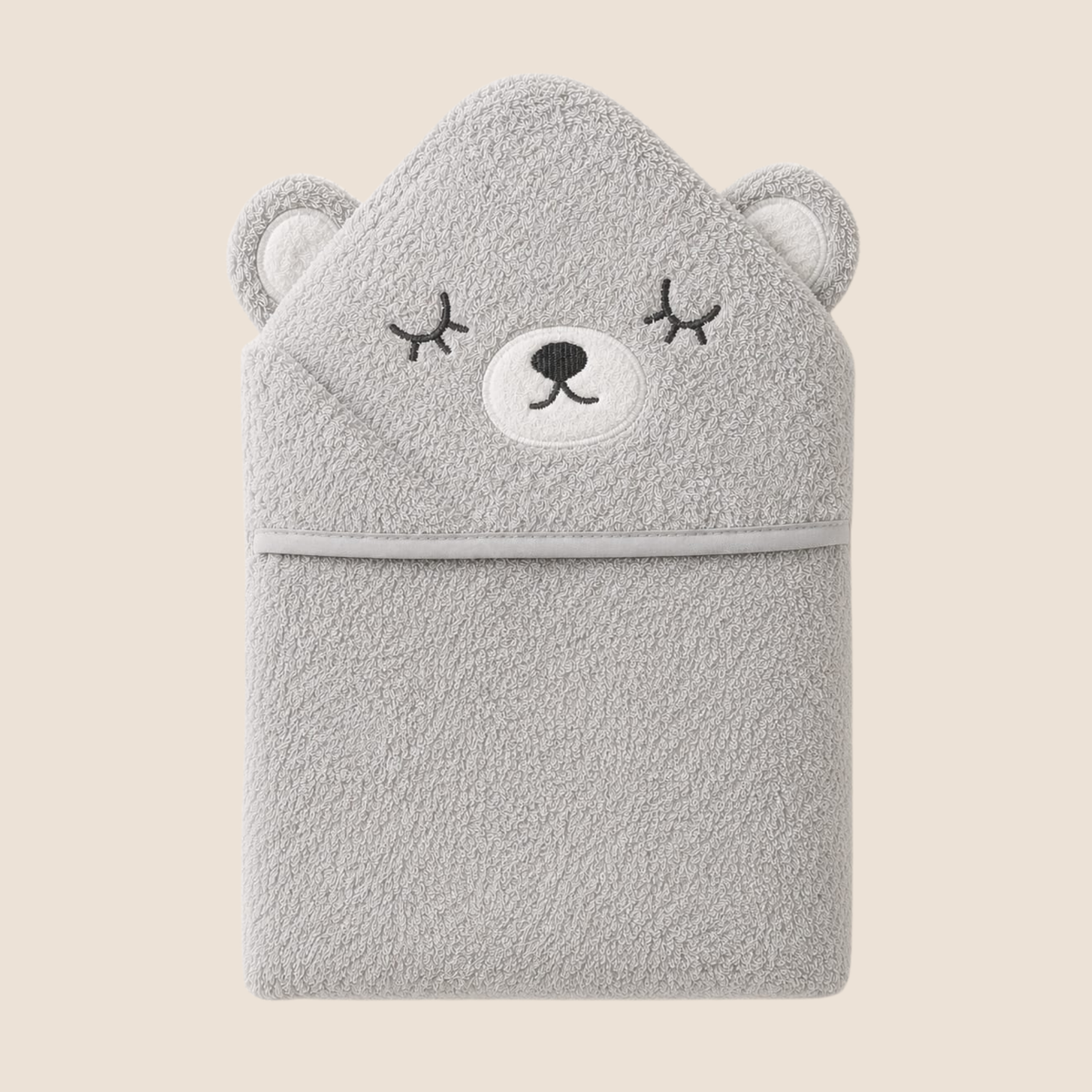 Toalla con Capucha para Bebé — Osito Gris