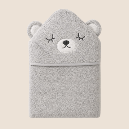 Toalla con Capucha para Bebé — Osito Gris