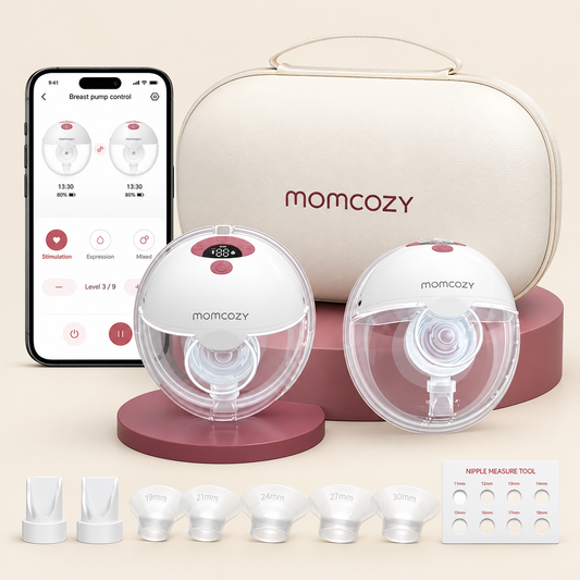 Kit doble Momcozy M5 Smart blanco con estuche y control desde la app