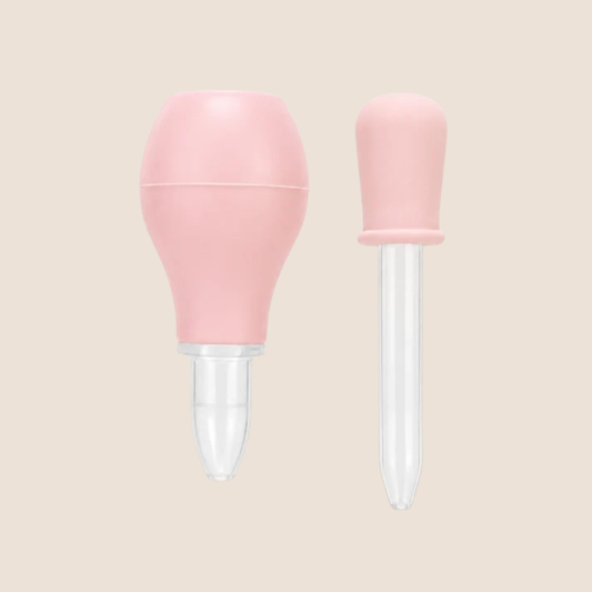 Kit Aspirador Nasal y Gotero para Bebé – Silicona Suave, Seguro y Fácil de Usar | Rosa