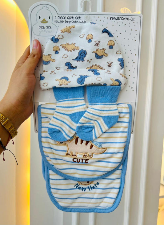 SET BABERO,MEDIA Y GORRO - AZUL DINO