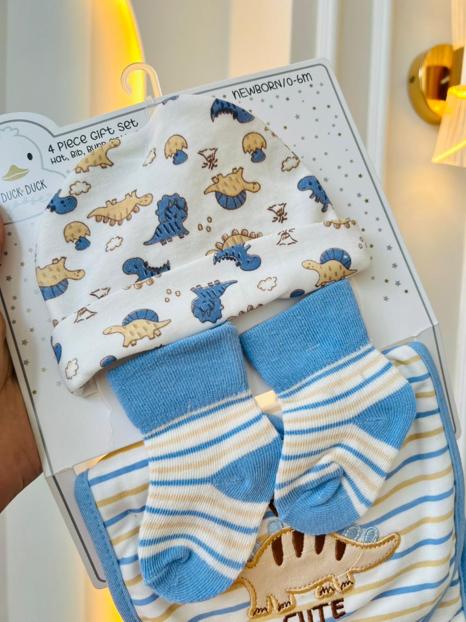 SET BABERO,MEDIA Y GORRO - AZUL DINO