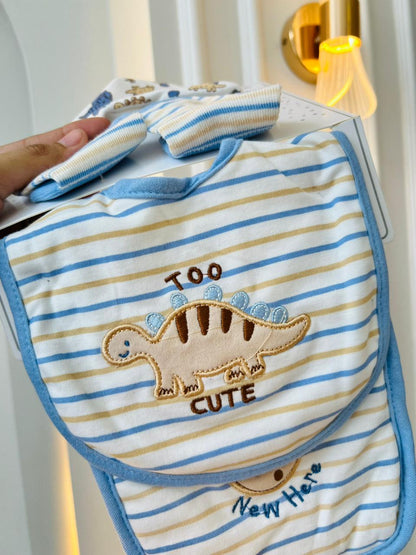 SET BABERO,MEDIA Y GORRO - AZUL DINO