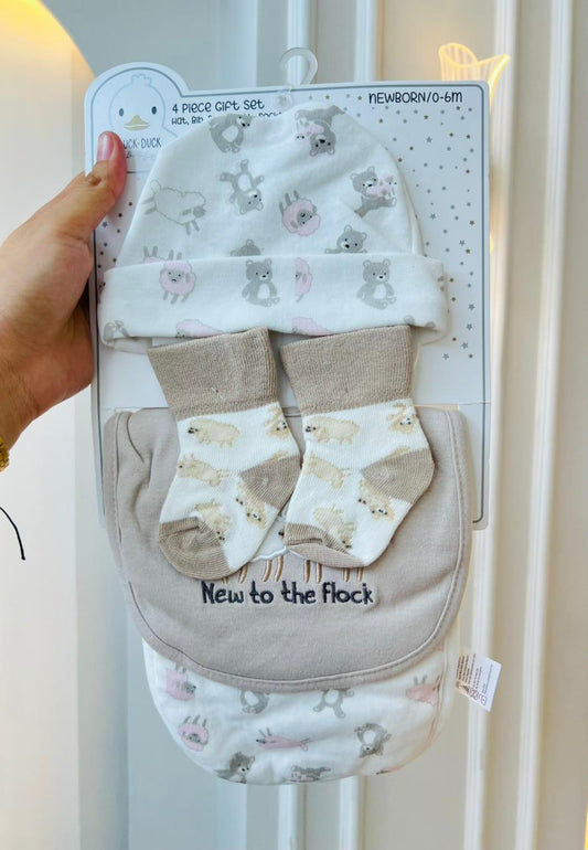 SET BABERO,MEDIA Y GORRO - BEIGE OVEJA