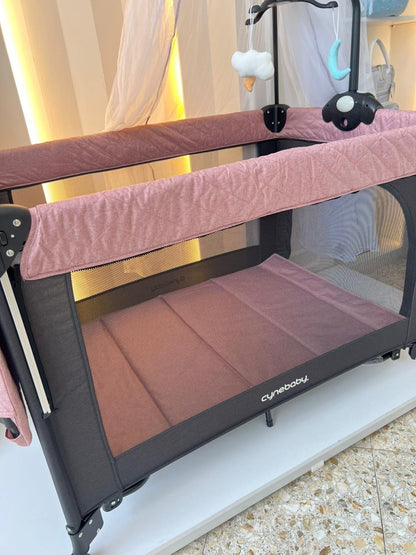 CUNA CORRAL MULTIFUNCIONAL CON CAMBIADOR - DOS NIVELES Y MOSQUITERO - CYNEBABY