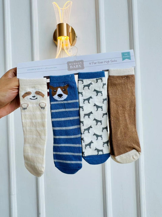 SET MEDIAS LARGAS HUDSON BABY - PACK DE 4 PARES - 0 A 6 MESES
