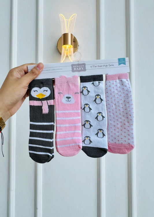 SET MEDIAS LARGAS HUDSON BABY - PACK DE 4 PARES - 0 A 6 MESES