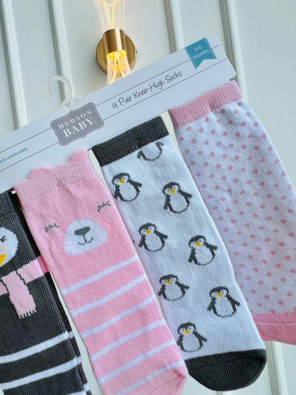 SET MEDIAS LARGAS HUDSON BABY - PACK DE 4 PARES - 0 A 6 MESES