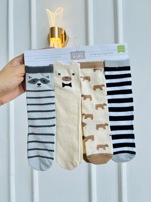 SET MEDIAS LARGAS HUDSON BABY - PACK DE 4 PARES - 12 A 24 MESES