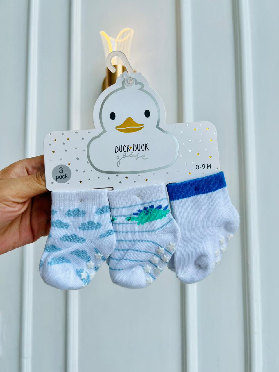 SET MEDIAS ANTIDESLIZANTES DUCK DUCK GOOSE - PACK DE 3 PARES - 0 A 9 MESES