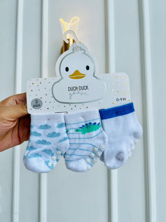 SET MEDIAS ANTIDESLIZANTES DUCK DUCK GOOSE - PACK DE 3 PARES - 0 A 9 MESES