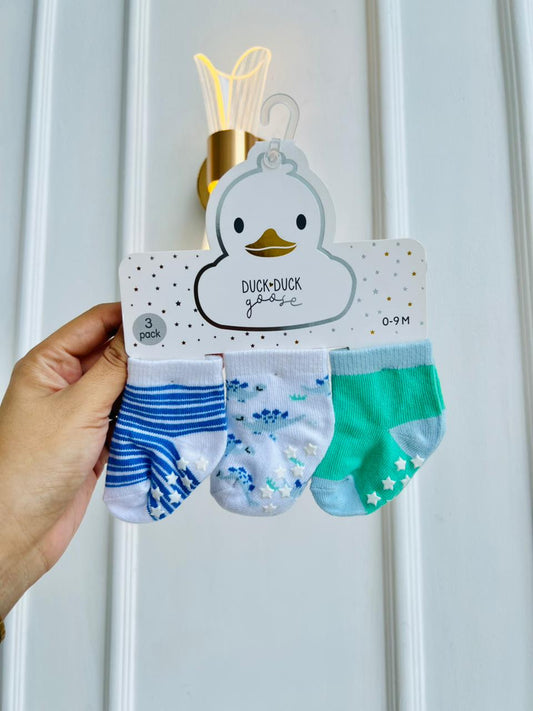 SET MEDIAS ANTIDESLIZANTES DUCK DUCK GOOSE - PACK DE 3 PARES - 0 A 9 MESES