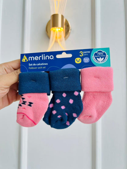 SET MEDIAS MERLINO - PACK DE 3 PARES - 0 A 6 MESES