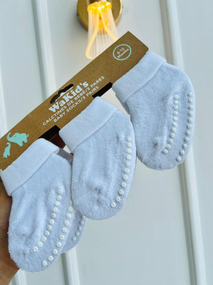 SET MEDIAS ANTIDESLIZANTES WAKID’S - PACK DE 3 PARES - 6 A 12 MESES