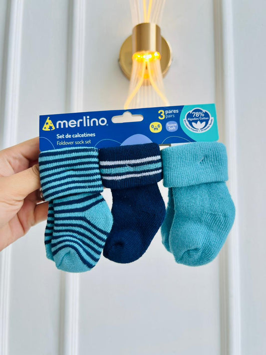 SET MEDIAS MERLINO - PACK DE 3 PARES - 0 A 6 MESES