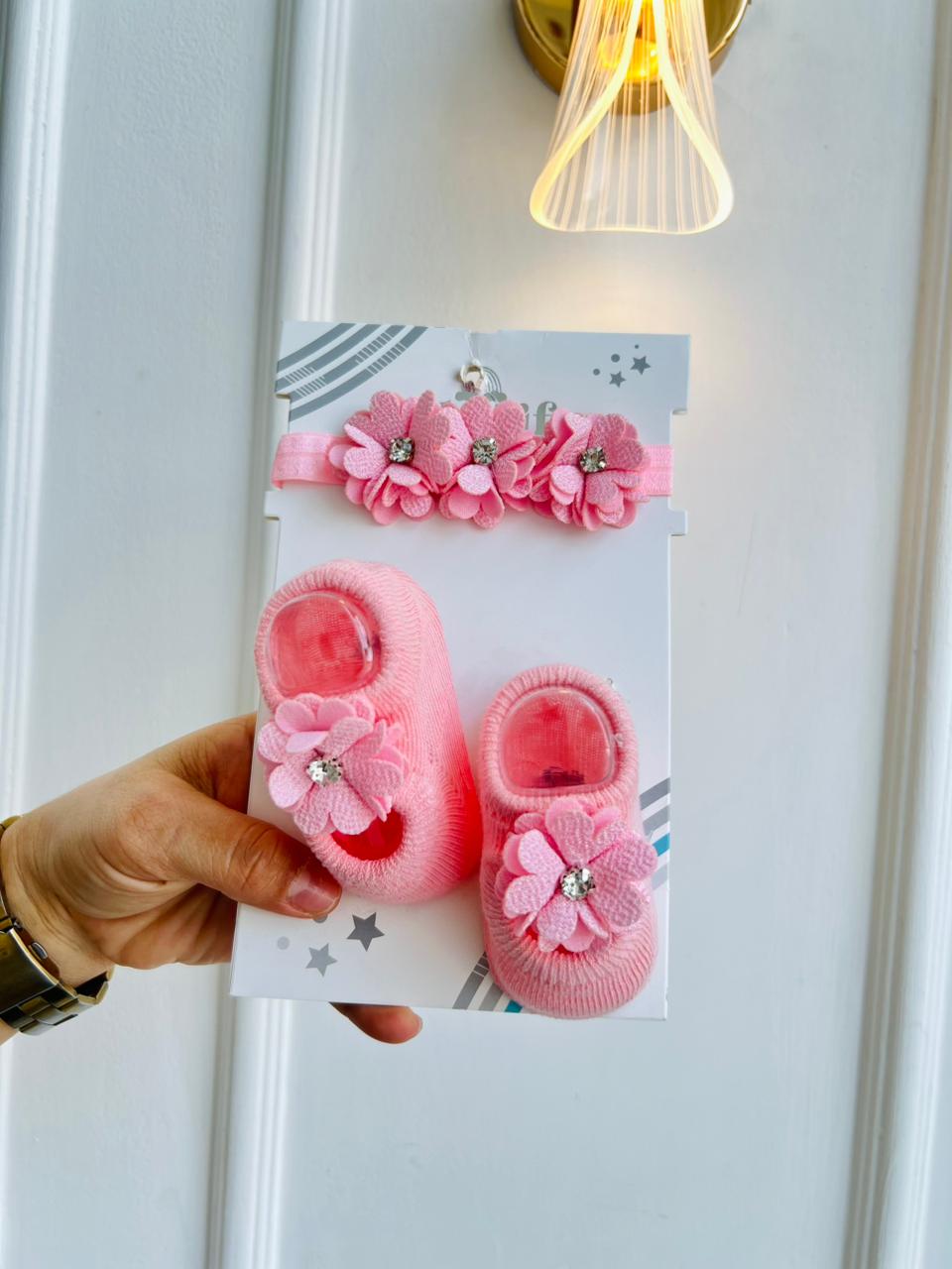 SET BALERINAS ANTIDESLIZANTES CON DIADEMA - ROSADO