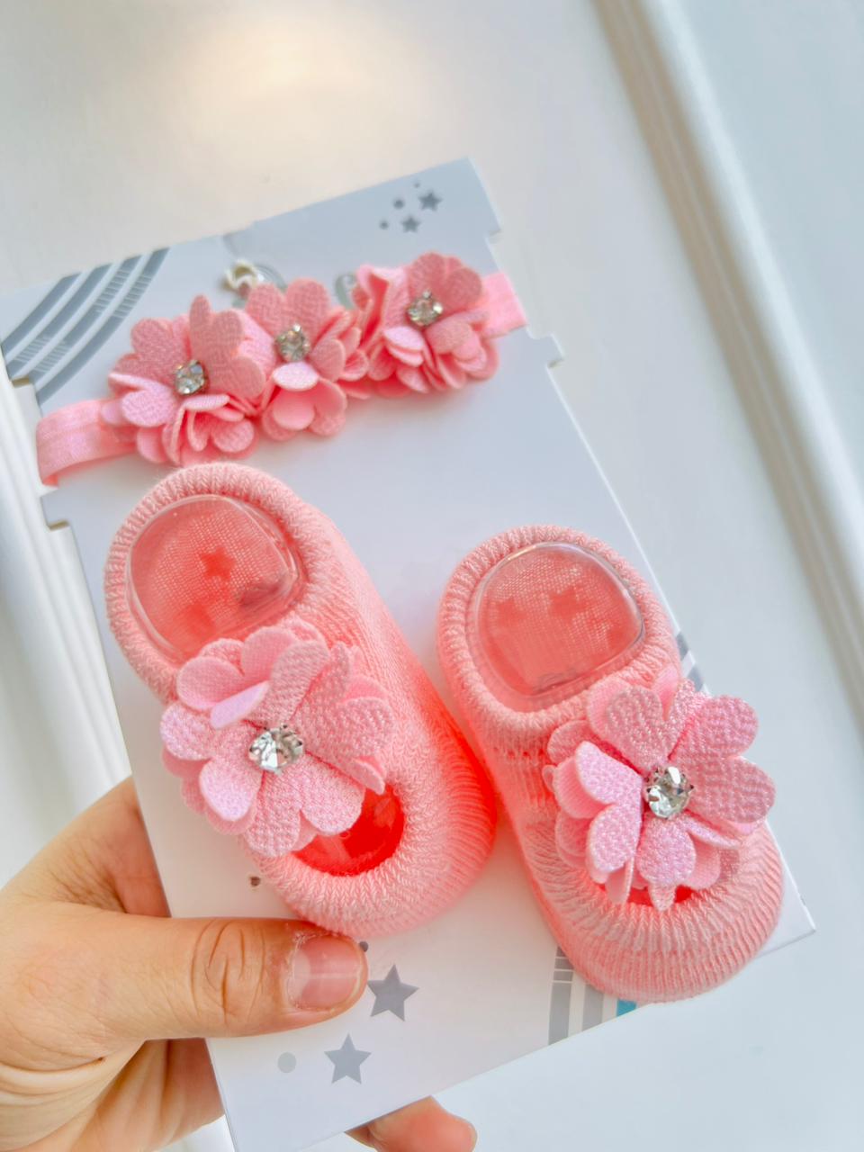 SET BALERINAS ANTIDESLIZANTES CON DIADEMA - ROSADO