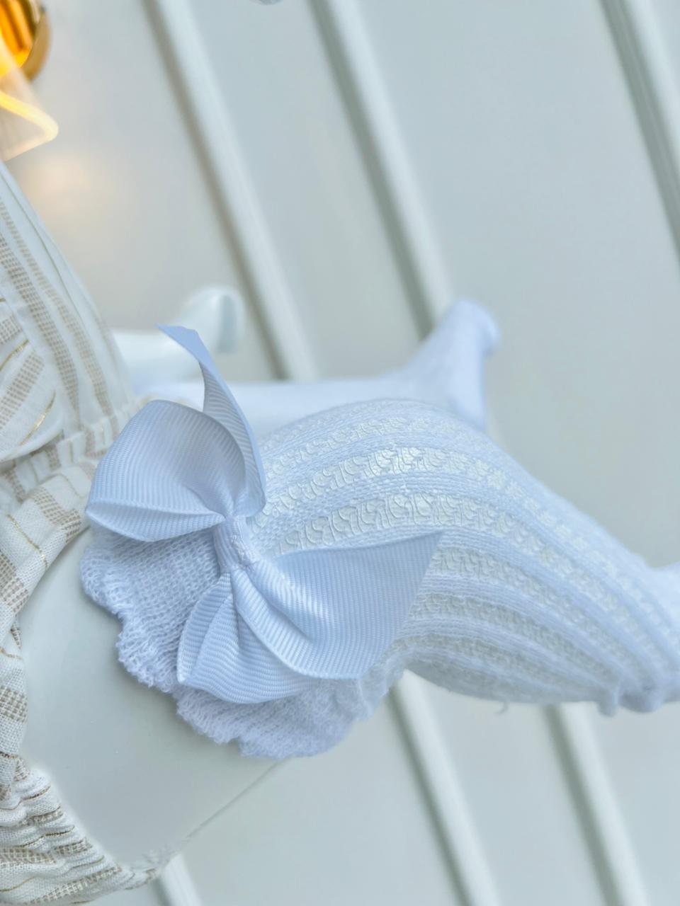 MEDIAS ESPAÑOLAS PARA BEBE CON LAZO - COLOR BLANCO - TALLA S & M