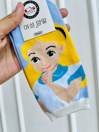 MEDIAS INFANTILES DE ALGODON - DISEÑO PRINCESA ESTILO ALICIA