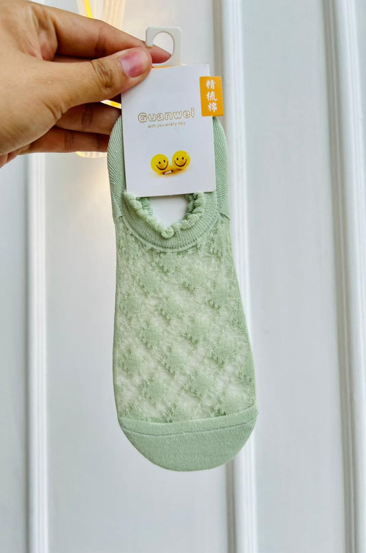 MEDIAS CORTAS PARA MUJER EN ENCAJE - COLOR VERDE