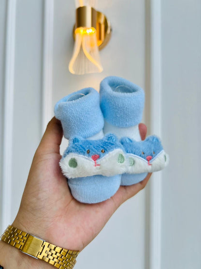 MEDIAS ANTIDESLIZANTES PARA BEBE CON LAZO DECORATIVO - DISEÑO ANIMALITOS