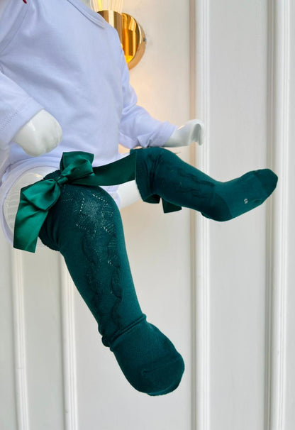 MEDIAS ESPAÑOLAS PARA BEBÉ - COLOR VERDE ESMERALDA - TALLA M
