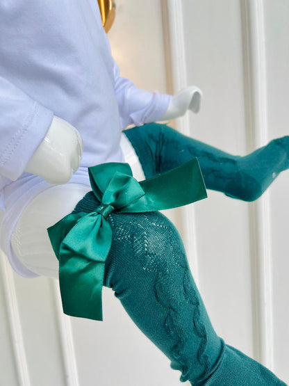 MEDIAS ESPAÑOLAS PARA BEBÉ - COLOR VERDE ESMERALDA - TALLA M