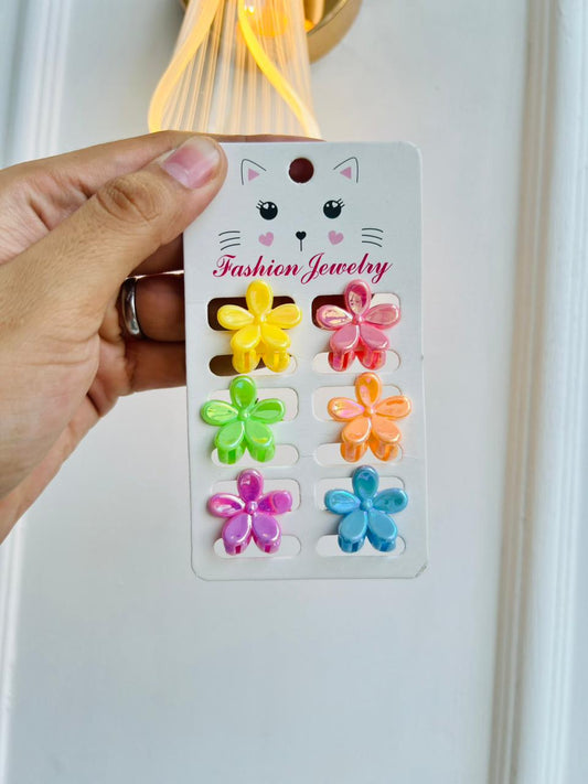 SET DE GANCHOS PARA NIÑA - DISEÑO FLORES - MULTICOLOR