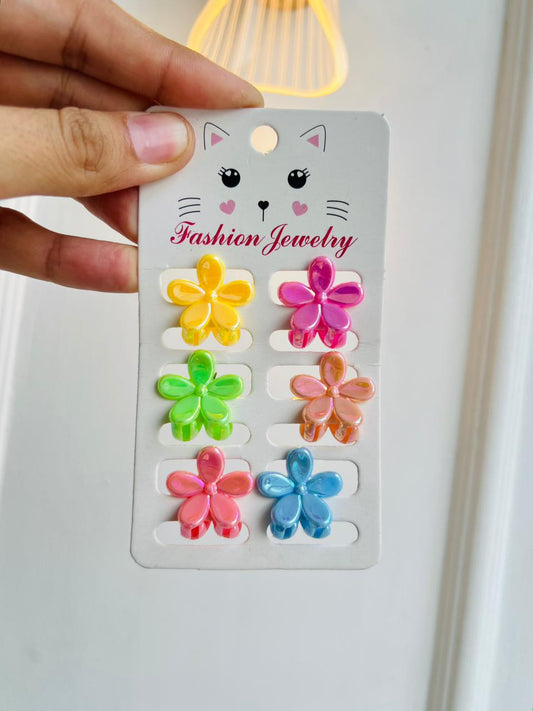 SET DE GANCHOS PARA NIÑA - DISEÑO FLORES - MULTICOLOR