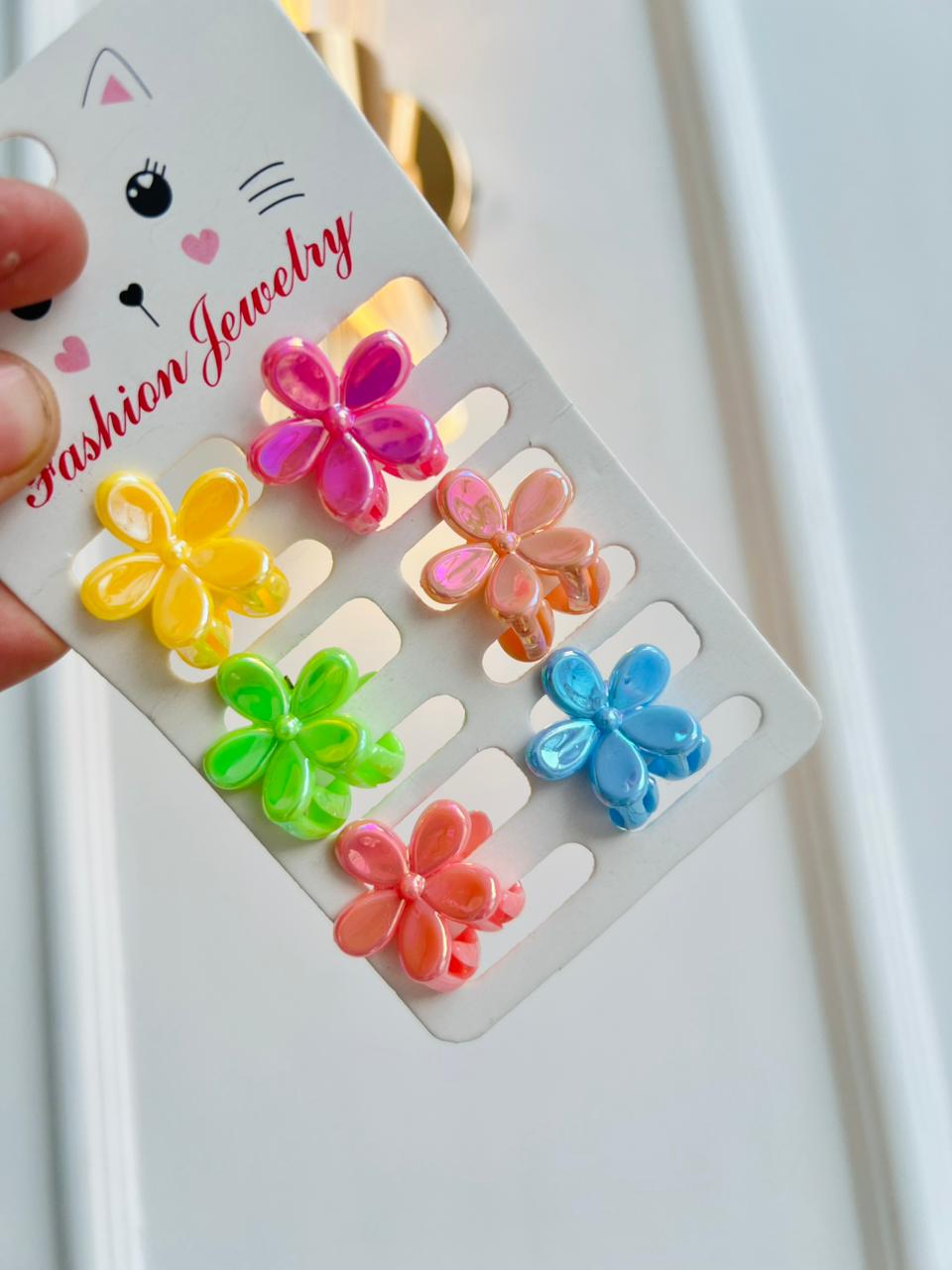 SET DE GANCHOS PARA NIÑA - DISEÑO FLORES - MULTICOLOR