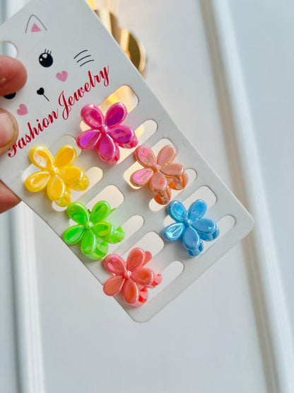 SET DE GANCHOS PARA NIÑA - DISEÑO FLORES - MULTICOLOR