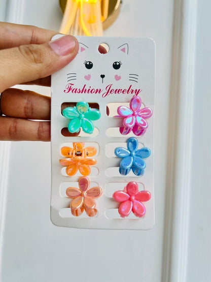 SET DE GANCHOS PARA NIÑA - DISEÑO FLORES - MULTICOLOR