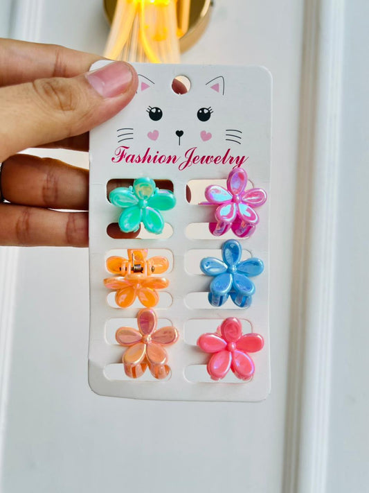 SET DE GANCHOS PARA NIÑA - DISEÑO FLORES - MULTICOLOR