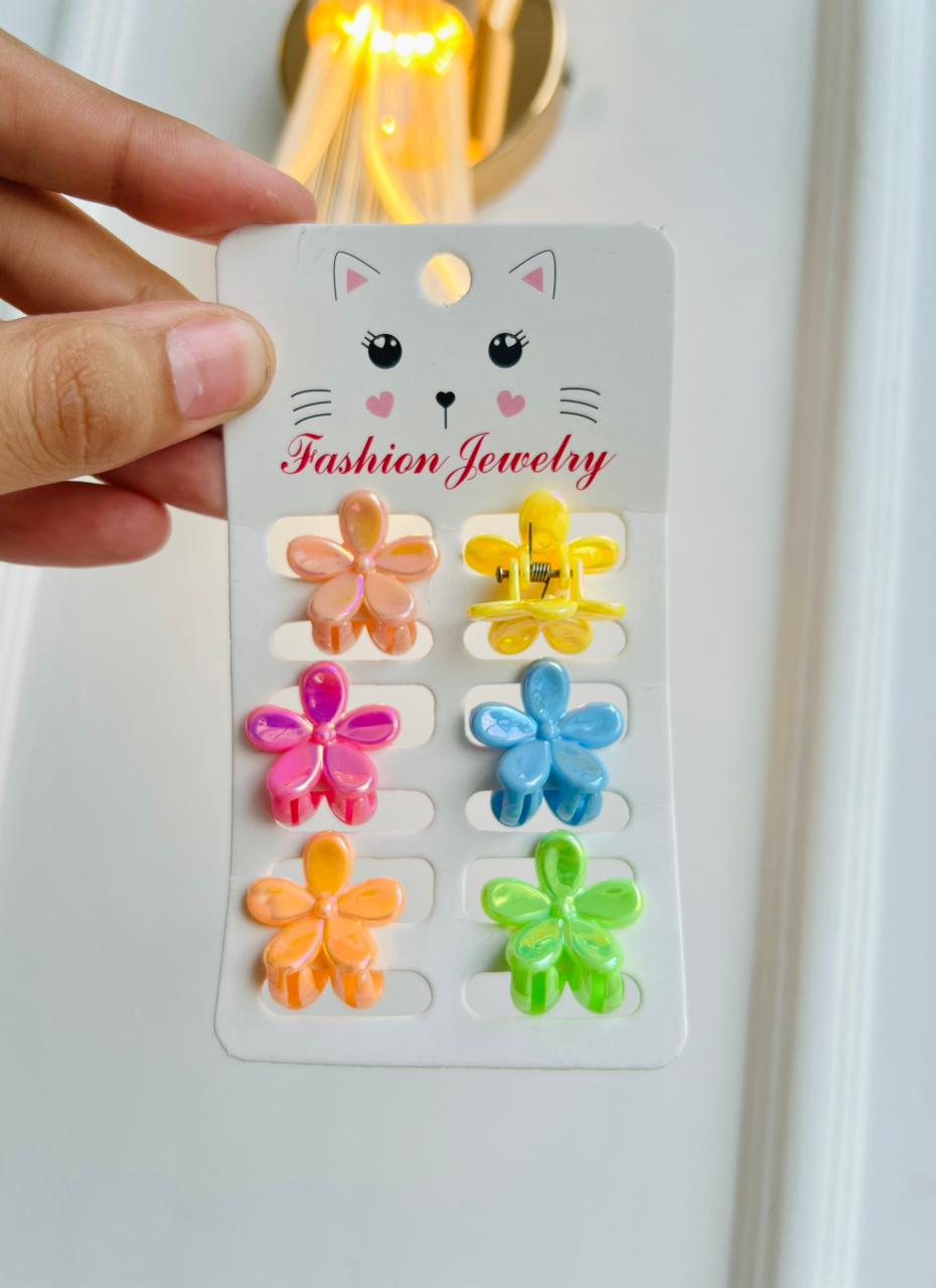 SET DE GANCHOS PARA NIÑA - DISEÑO FLORES - MULTICOLOR