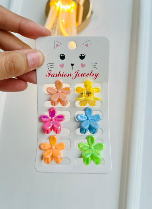 SET DE GANCHOS PARA NIÑA - DISEÑO FLORES - MULTICOLOR