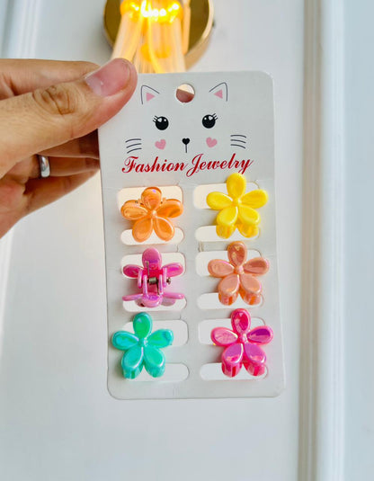 SET DE GANCHOS PARA NIÑA - DISEÑO FLORES - MULTICOLOR