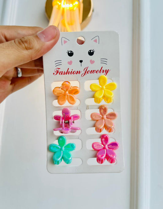 SET DE GANCHOS PARA NIÑA - DISEÑO FLORES - MULTICOLOR